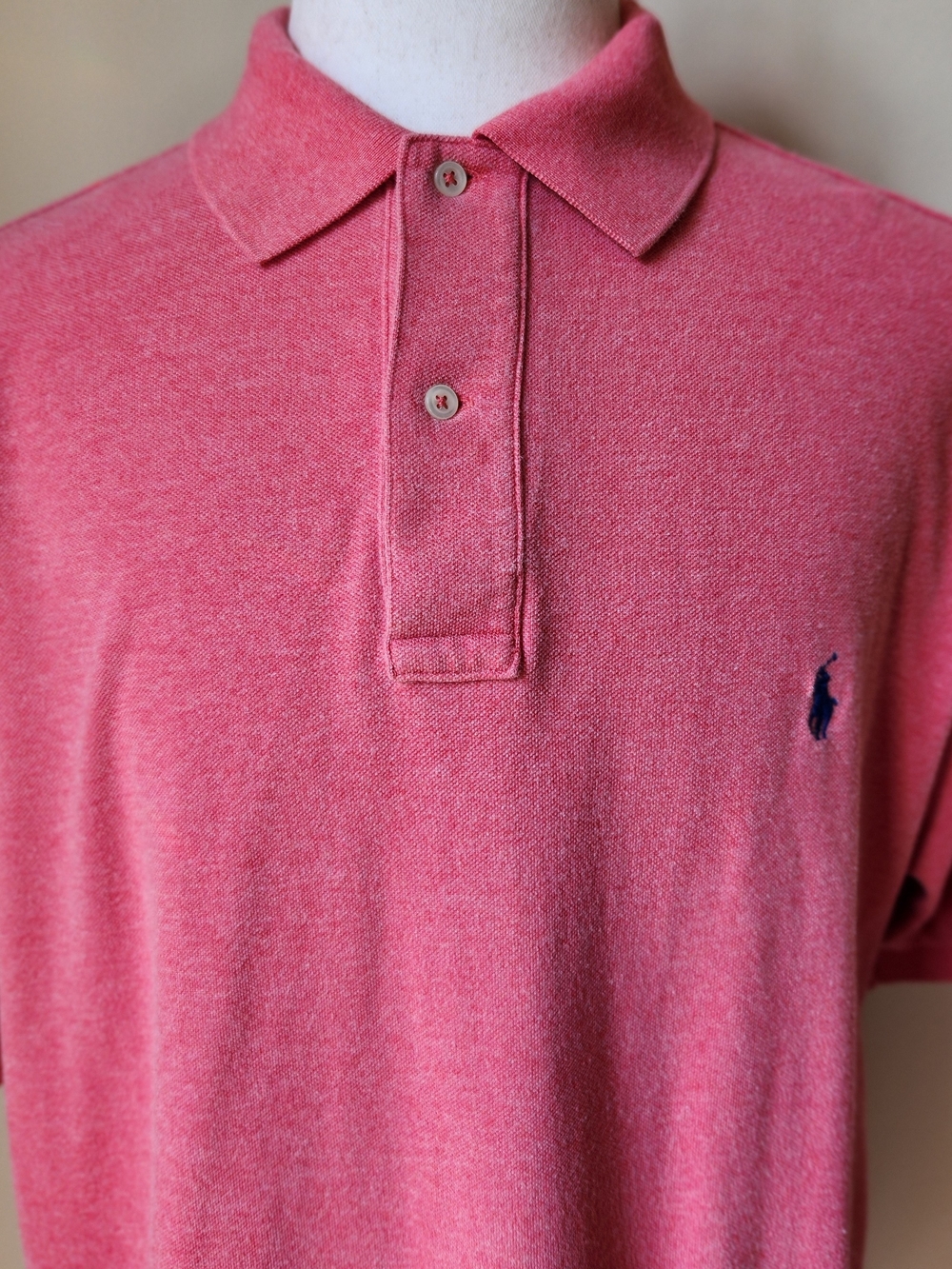 Polo Ralph Lauren Men XLT Polo Shirt Pink Coral Heather Tall Classic Fit Pique